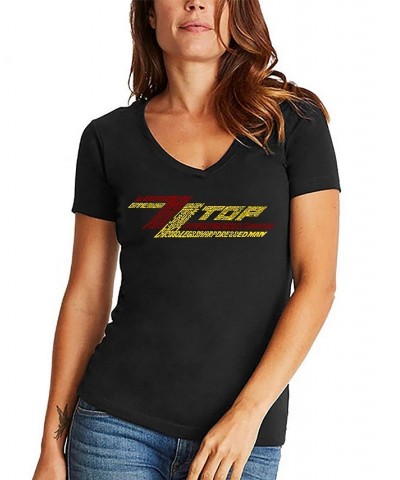 Women's Word Art V-Neck T-shirt - ZZ Top Black $14.35 Tops