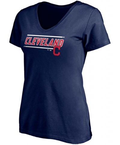 Women's Navy Cleveland Indians Mascot in Bounds V-Neck T-shirt Navy $18.62 Tops