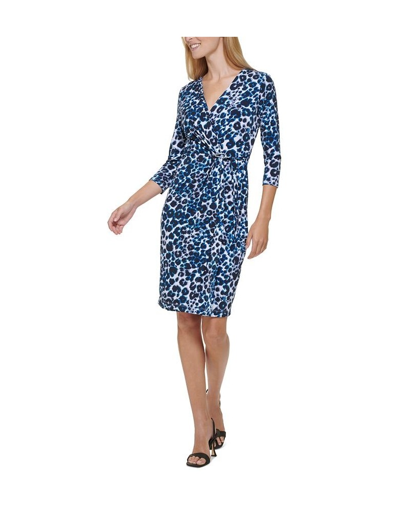 Petite Cheetah-Print Wrap Sheath Dress Limoges Multi $50.04 Dresses