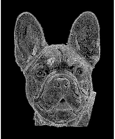 Women's Long Sleeve Word Art French Bulldog T-shirt Black $18.13 Tops