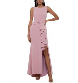 Women's Sleeveless Ruffle-Detail Gown Rose Pink $68.70 Dresses