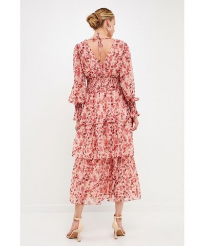 Women's Floral Chiffon Wrapped Maxi Dress Pink multi $59.20 Dresses