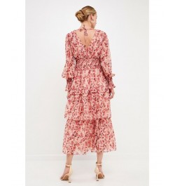 Women's Floral Chiffon Wrapped Maxi Dress Pink multi $59.20 Dresses