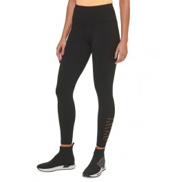 Women's Performance High-Waist Metallic-Logo 7/8 Leggings Black/ Bronze $17.09 Pants