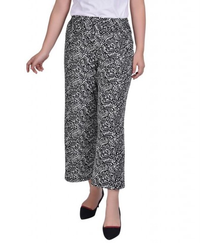 Women's Cropped Pull On with Faux Belt Pants Black Mixmetal $14.88 Pants