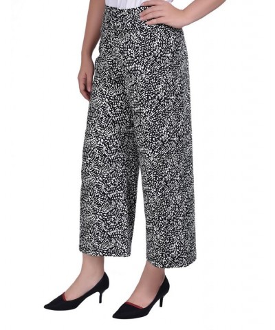 Women's Cropped Pull On with Faux Belt Pants Black Mixmetal $14.88 Pants