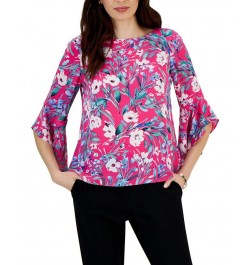 Petite Printed Ruffle-Sleeve Top Pink Perfection $39.50 Tops