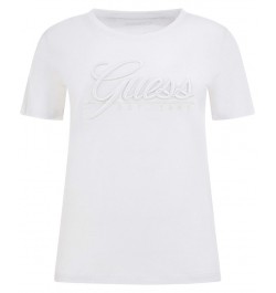 Women's Script Logo Short Sleeve Cotton T-Shirt White $23.22 Tops