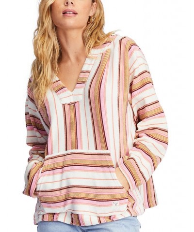 Juniors' Baja Sands Cotton Striped Terry Cloth Hoodie Antique White $25.78 Sweaters