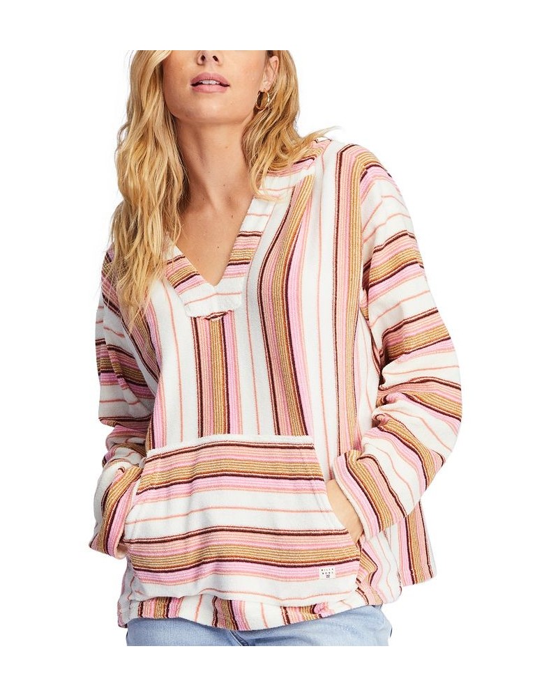 Juniors' Baja Sands Cotton Striped Terry Cloth Hoodie Antique White $25.78 Sweaters