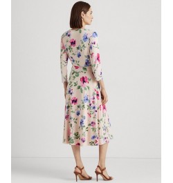Women's Floral Surplice Jersey Dress Pink Multi $69.75 Dresses