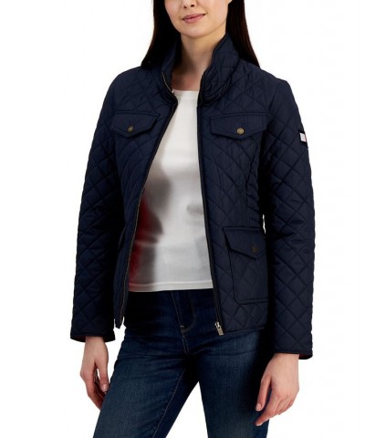 Women's Quilted Zip-Up Jacket Blue $34.40 Jackets