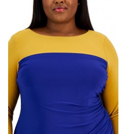 Plus Size Ginger Colorblocked Midi Shift Dress Blue $24.78 Dresses