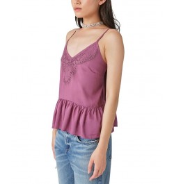 Embroidered Babydoll Camisole Purple $16.30 Tops