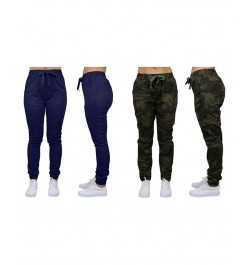 Women's Basic Stretch Twill Joggers Pack of 2 Olive-DarkGrey $28.08 Pants