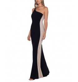 Petite Embellished One-Shoulder Gown Black/nude/sivler $117.42 Dresses