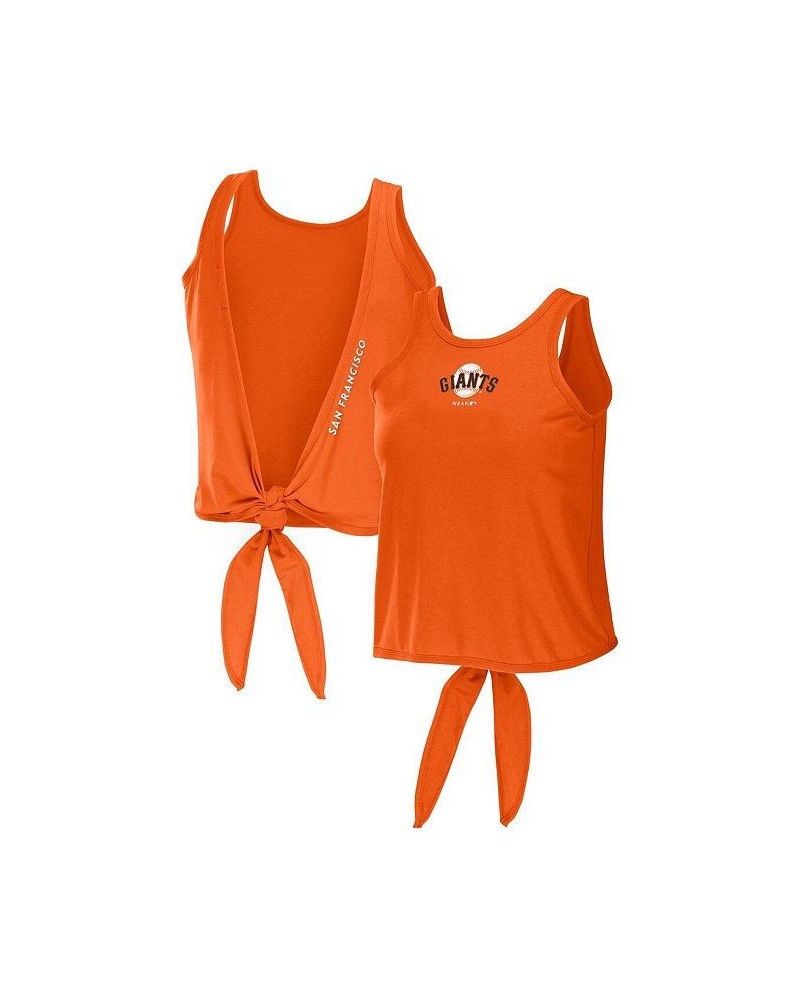 Women's Orange San Francisco Giants Open Back Twist Tie Tank Top Orange $29.99 Tops