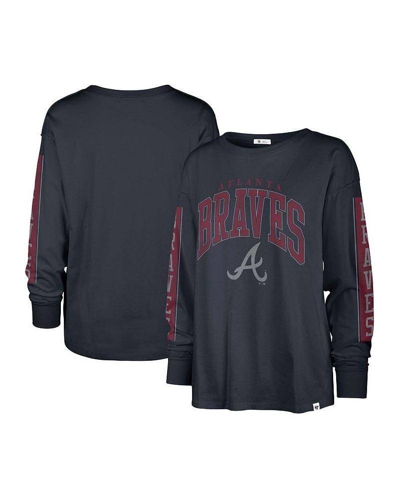 Women's Navy Atlanta Braves Statement Long Sleeve T-shirt Navy $35.09 Tops