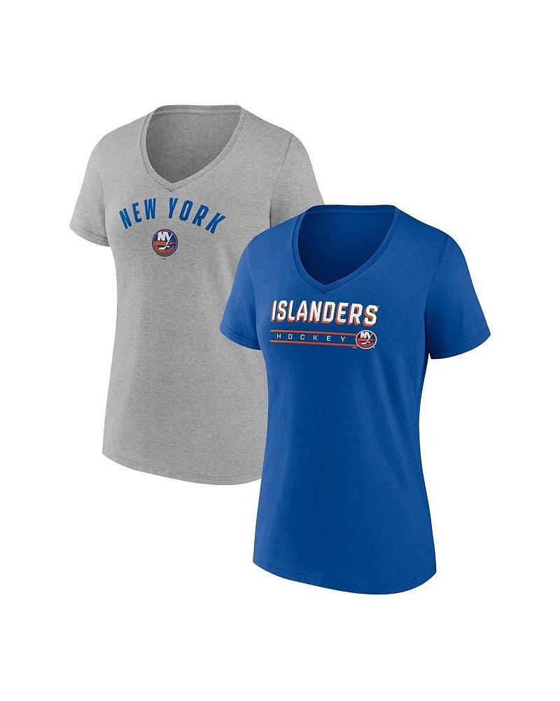 Women's Branded Royal Gray New York Islanders Parent 2-Pack V-Neck T-shirt Set Royal, Heathered Gray $22.36 Tops