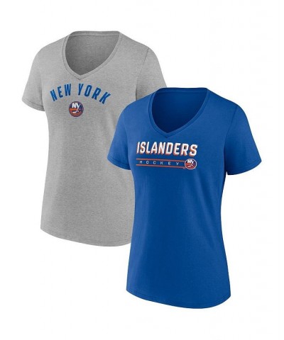 Women's Branded Royal Gray New York Islanders Parent 2-Pack V-Neck T-shirt Set Royal, Heathered Gray $22.36 Tops
