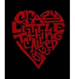 Women's Word Art Crazy Little Thing Called Love Crewneck Sweatshirt Black $28.49 Sweatshirts