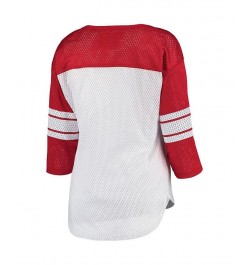 Women's White Red Kansas City Chiefs First Team Three-Quarter Sleeve Mesh T-shirt White, Red $22.00 Tops