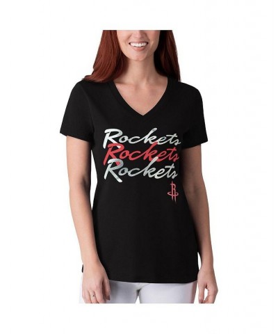 Women's Black Houston Rockets Power Forward Foil V-Neck T-shirt Black $15.67 Tops