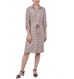 Petite 3/4-Sleeve Printed Shirt Dress Moonlight $15.17 Dresses