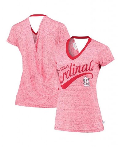 Women's Red St. Louis Cardinals Hail Mary V-Neck Back Wrap T-shirt Red $20.50 Tops