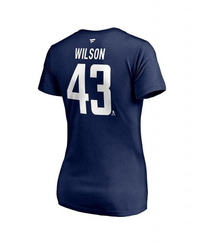 Women's Tom Wilson Navy Washington Capitals 2020/21 Alternate Authentic Stack Name and Number V-Neck T-shirt Navy $17.76 Tops