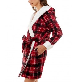 Women's Deluxe Touch Hooded Fleece-Lined Robe Black $16.90 Sleepwear