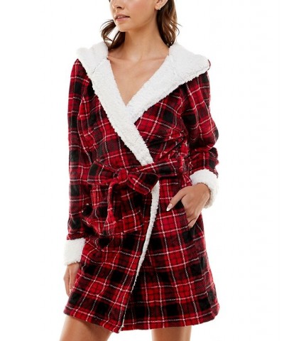 Women's Deluxe Touch Hooded Fleece-Lined Robe Black $16.90 Sleepwear