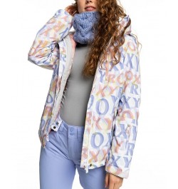 Juniors' Jetty Printed Zip-Front Snow Jacket Bright White Sunbeam Lettering $54.39 Jackets