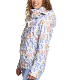 Juniors' Jetty Printed Zip-Front Snow Jacket Bright White Sunbeam Lettering $54.39 Jackets