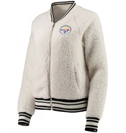 Women's Cream Pittsburgh Steelers Sherpa Full-Zip Jacket Cream $35.20 Jackets