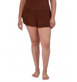 Women's Pull-On Chenille Sleep Shorts Brown $15.50 Sleepwear