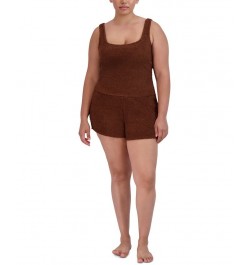 Women's Pull-On Chenille Sleep Shorts Brown $15.50 Sleepwear