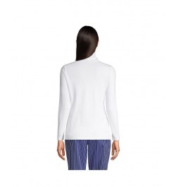 Women's Petite Supima Cotton Long Sleeve Turtleneck White $25.47 Tops