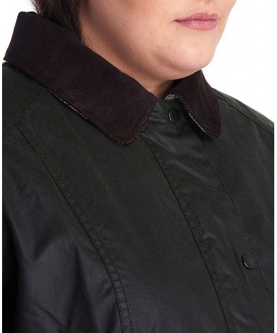 Plus Size Classic Beadnell Waxed Cotton Raincoat Sage $161.00 Coats