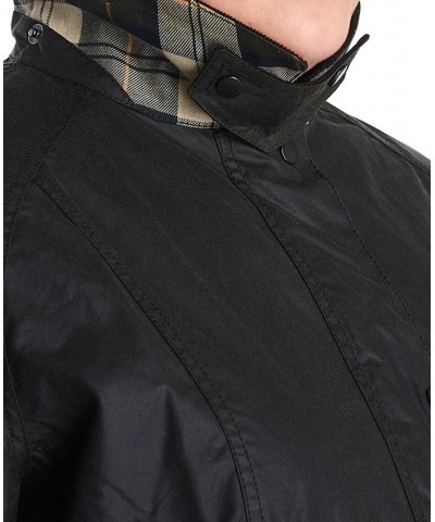 Plus Size Classic Beadnell Waxed Cotton Raincoat Sage $161.00 Coats