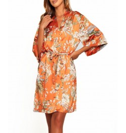 Women's Bella Floral Day and Night Robe with Sleeves Orange $29.24 Lingerie