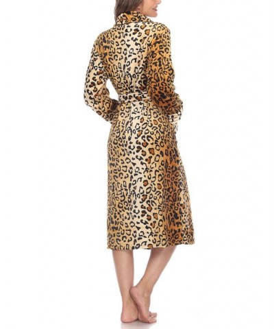 Plus Size Cozy Loungewear Belted Robe Brown Leopard $34.81 Sleepwear