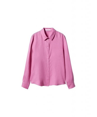 Women's Linen Shirt Pink $38.49 Tops