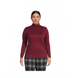 Women's Plus Size Supima Cotton Long Sleeve Turtleneck Rich burgundy $28.47 Tops