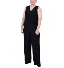Plus Size Sleeveless Belted Jumpsuit Black $22.04 Pants