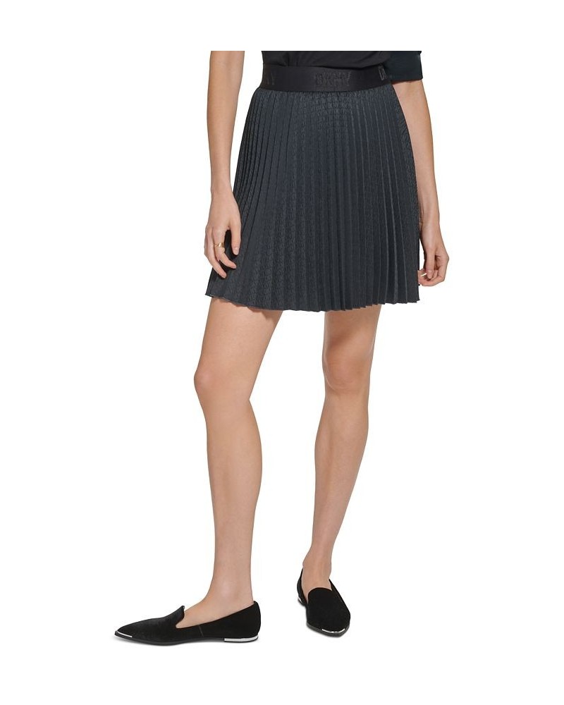 Women's Pleated Logo Mini Skirt Black $49.50 Skirts