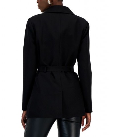 Women's Tie-Waist Blazer Deep Black $27.38 Jackets