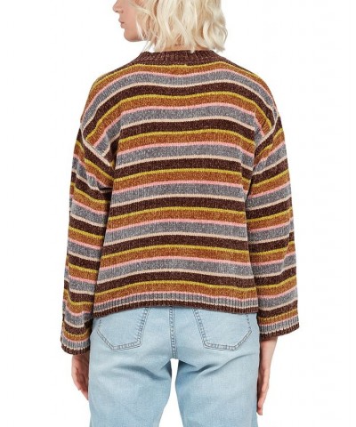 Juniors' Bubble Tea Striped Sweater Dark Chocolate $27.38 Sweaters