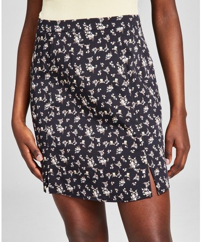 Women's Floral A-Line Skirt Black $29.40 Skirts