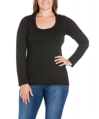 Women's Plus Size Long Sleeves T-Shirt Black $30.00 Tops